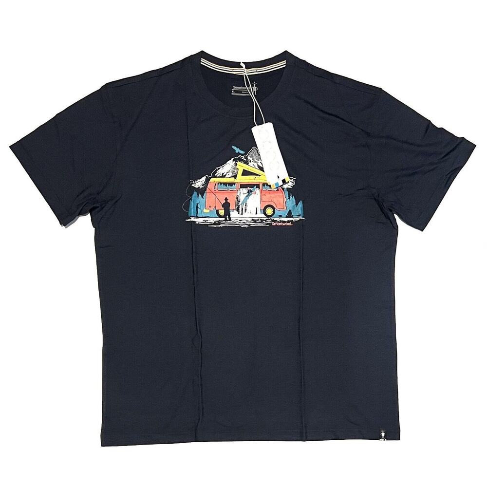 Smartwool River Van Graphic T-Shirt Tee Shirt Size XL Short Sleeve Navy Blue NWT